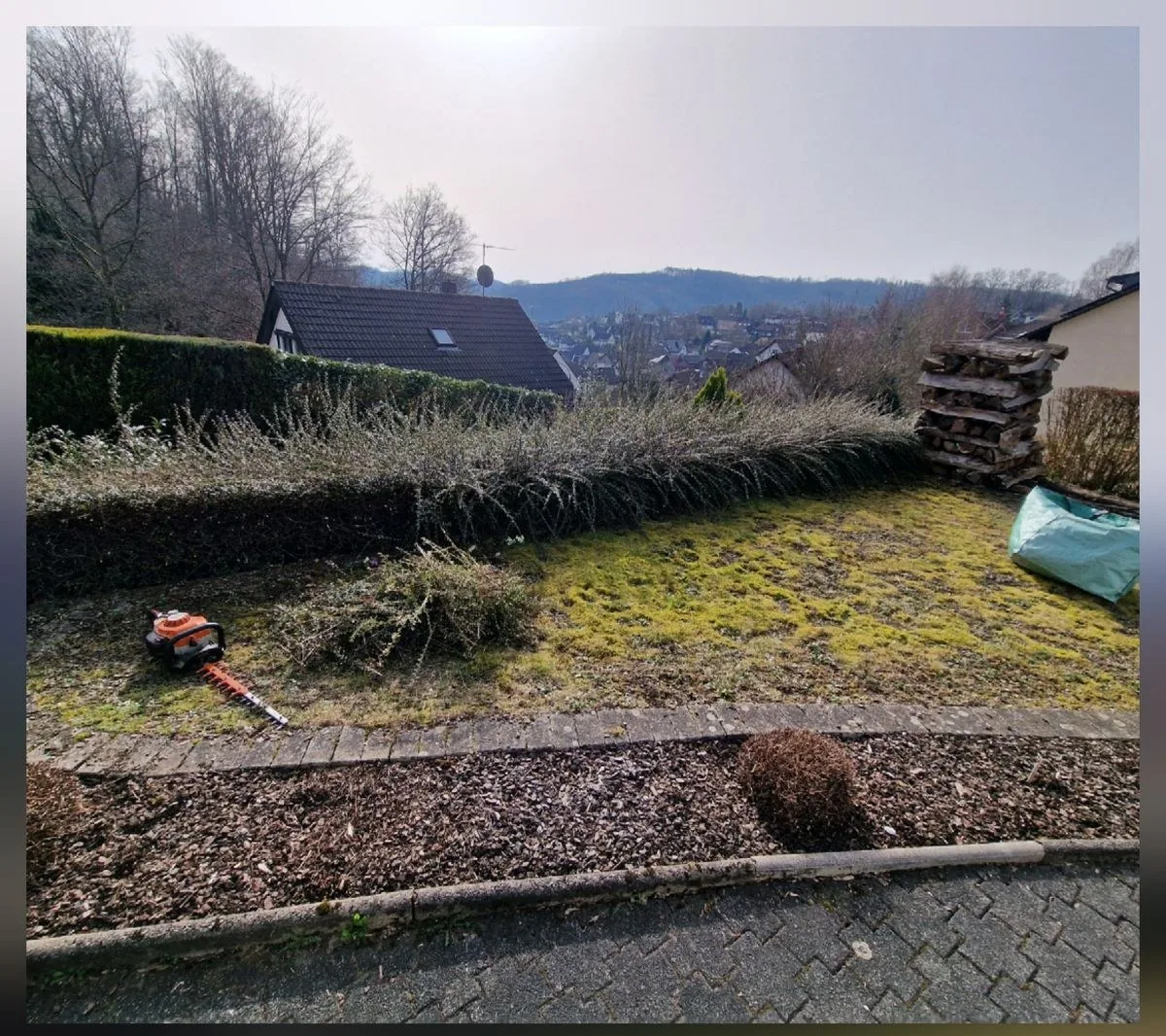 Straßenhecke vorher und nachher in Marienheide – vorher