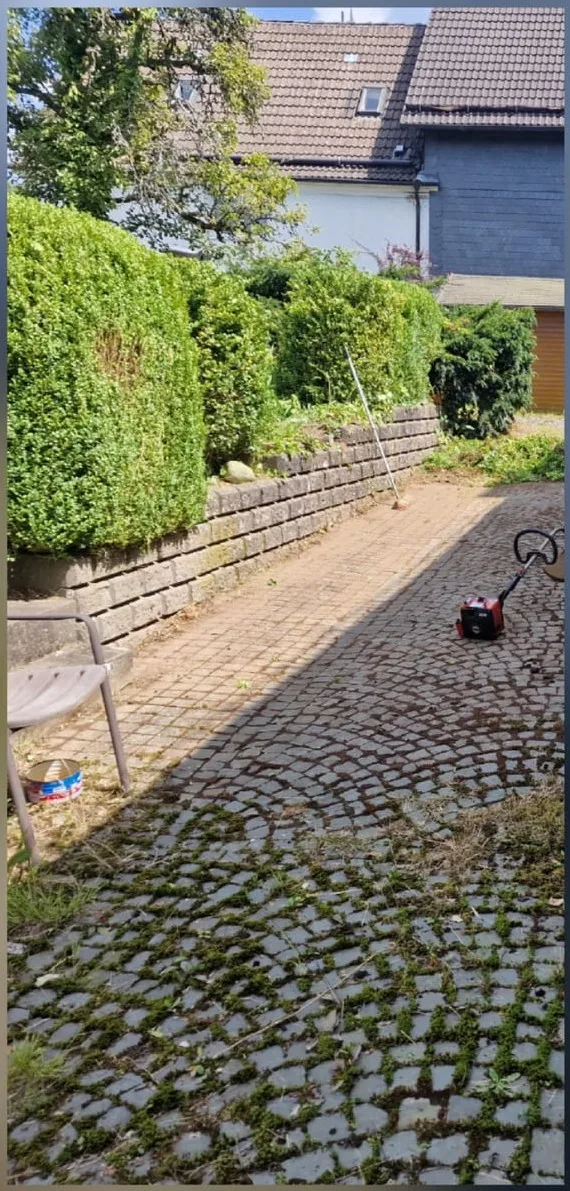 Hofzufahrt Kopfsteinpflaster vorher und nachher – nachher